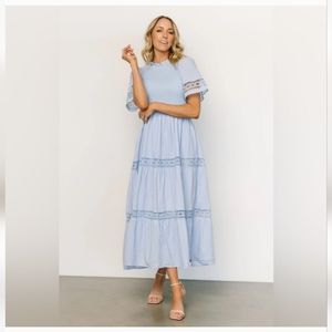 Baltic Born Sky Blue Lace Maxi Dress Smocked Maxi Dress Size L